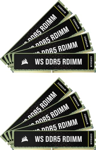 CORSAIR WS DDR5 ECC RDIMM 128GB (8x16GB) 5600MHz CL40 Intel XMP 3.0 Workstation-Speicher - Schwarz (CMA128GX5M8B5600C40) von Corsair
