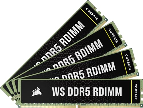 CORSAIR WS DDR5 ECC RDIMM 64GB (4x16GB) 5600MHz CL40 AMD Expo Intel XMP 3.0 Workstation-Speicher - Schwarz (CMA64GX5M4B5600Z40) von Corsair
