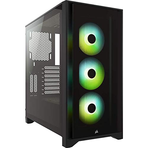 CORSAIR iCUE 4000X RGB Mid-Tower-ATX-PC-Gehäuse mit Gehärtetem Glas - 3x SP120 RGB ELITE Lüfter - iCUE Lighting Node CORE Controller - Hoher Luftstrom - Schwarz von Corsair