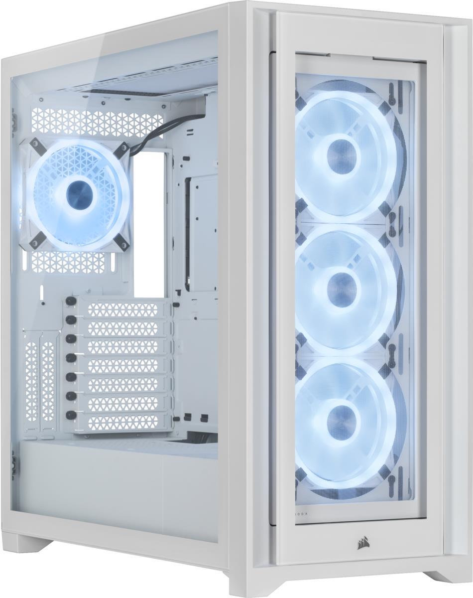 CORSAIR iCUE 5000X RGB QL Edition - Mid tower - Seitenteil mit Fenster (gehärtetes Glas) - keine Spannungsversorgung (ATX) - True White - USB/Audio von Corsair