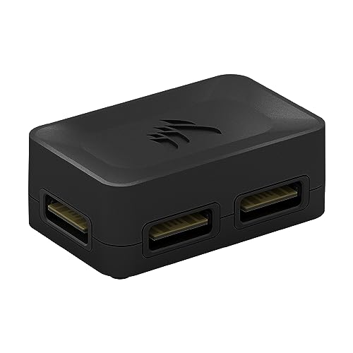 Corsair iCUE LINK 4-Wege-Signalverteiler - Für Benutzerdefinierte Kühlungs-Setups - Magnetische Befestigung - Erfordert iCUE LINK System Hub (Separat Erhältlich) - Schwarz von Corsair