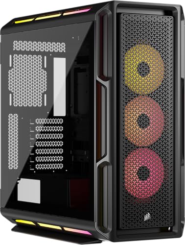 CORSAIR iCUE LINK 5000T LX RGB Mid-Tower ATX PC-Gehäuse – 3X Vorinstallierte LX120 RGB-Lüfter, Integriert Aurora RGB-Lichtstreifen, Geräumiges Interieur, iCUE LINK Inklusive Systemnabe – Schwarz von Corsair