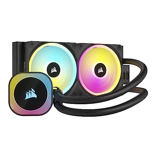 Corsair iCUE LINK H100i RGB Flüssig-CPU-Kühler - 240mm AIO - QX120 RGB-Lüfter - Passend Für Intel® LGA 1700, AMD® AM5 - iCUE LINK System Hub Enthalten - Schwarz von Corsair