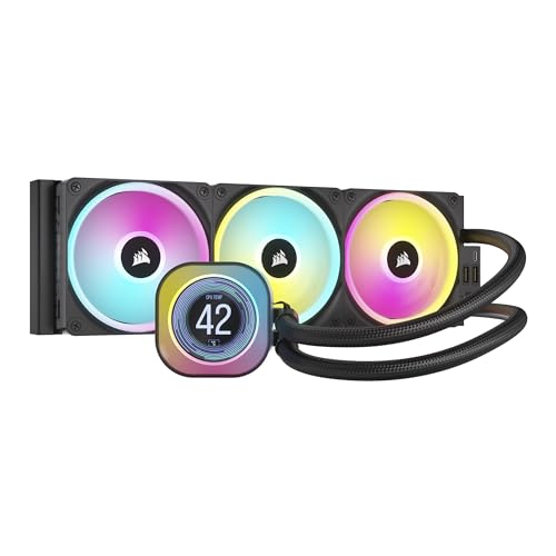 CORSAIR iCUE LINK H150i LCD-Flüssig-CPU-Kühler - 360mm AIO - QX120 RGB-Lüfter - 2,1" IPS-LCD-Bildschirm - Passend Für Intel LGA 1700, AMD AM5 - iCUE LINK System Hub im Lieferumfang Enthalten - Schwarz von Corsair