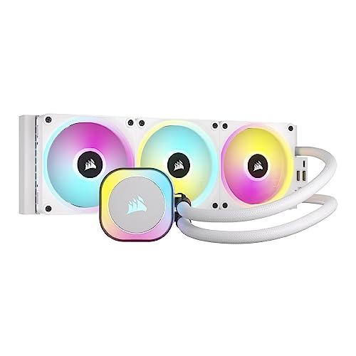 CORSAIR iCUE LINK H150i RGB Flüssig-CPU-Kühler, Kompatibel mit Desktop - 360mm AIO - QX120 RGB-Lüfter - Passend Für Intel® LGA 1700, AMD® AM5 - iCUE LINK System Hub Enthalten - Weiß von Corsair