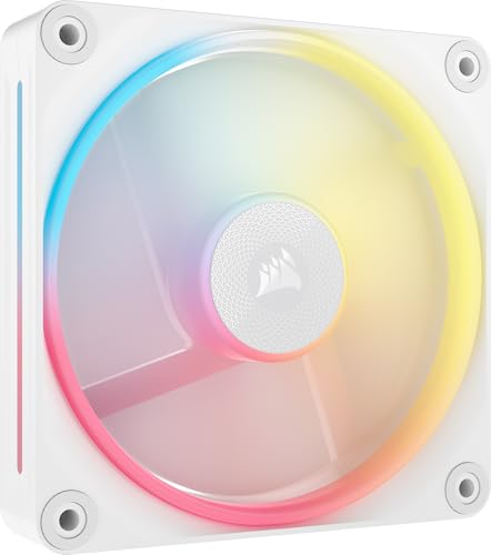 CORSAIR iCUE LINK LX120-R RGB 120mm PWM-Umkehrlüfter – Einzelner Lüfter – Geräuscharm, CORSAIR Magnetische Kuppellagerung, Zwei Lichtschleifen, CORSAIR QuikTurn™-Schrauben, Null-Drehzahl-Modus – Weiß von Corsair
