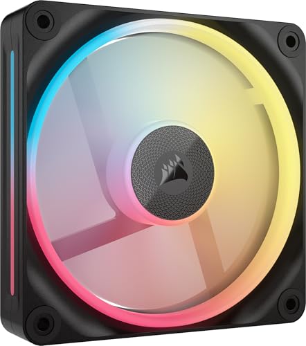 CORSAIR iCUE LINK LX120-R RGB 120mm PWM-Umkehrlüfter – Einzelner Lüfter – Geräuscharm, CORSAIR Magnetische Kuppellagerung, Zwei Lichtschleifen, QuikTurn™-Schrauben, Null-Drehzahl-Modus – Schwarz von Corsair