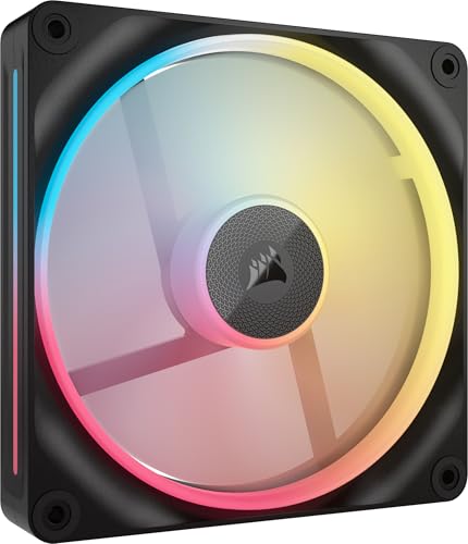 CORSAIR iCUE LINK LX140-R RGB 140mm PWM-Umkehrlüfter – Einzelner Lüfter – Geräuscharm, CORSAIR Magnetische Kuppellagerung, Zwei Lichtschleifen, QuikTurn™-Schrauben, Null-Drehzahl-Modus – Schwarz von Corsair