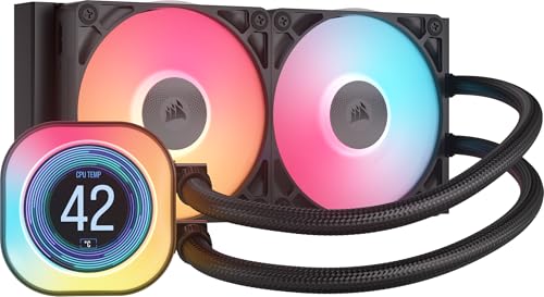 CORSAIR iCUE LINK Titan 240 RX LCD CPU-Flüssigkeitskühler – 240mm AIO – FlowDrive-Kühl-Engine – Intel LGA 1851/1700, AMD AM5/AM4 – 2X RX120 RGB-Lüfter – iCUE LINK-System-Hub Inbegriffen – Schwarz von Corsair