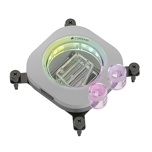Corsair iCUE LINK XC7 RGB Elite CPU-Wasserkühler - Transparente Durchflusskammer - 24 RGB-LEDs - Kompatibel mit Intel LGA 1700, AMD AM5 und älter - Weiß von Corsair