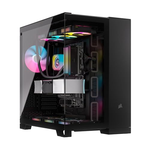 CORSAIR iCUE Link 6500X RGB gehärtetes Glas mATX Mid-Tower Dual Chamber PC Gehäuse - 3X CORSAIR RX120 RGB Lüfter im Lieferumfang enthalten - Breite Kühlflexibilität - Reverse Connection Motherboard von Corsair