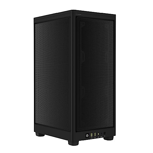 Corsair 2000D Airflow PC-Gehäuse Mini ITX – Format Mini ITX – Platten aus Netzstahl – DREI GPU-Steckplätze – optimiert für die Kühlung – Moderne EIN-/Ausgänge an der Vorderseite – Schwarz von Corsair