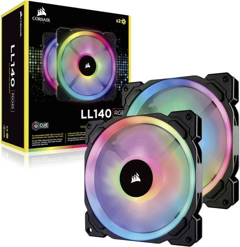 Corsair 2x LL140 RGB Dual Light Loop PC-Gehäuse-Lüfter Schwarz, RGB (B x H x T) 140 x 140 x 25mm i von Corsair