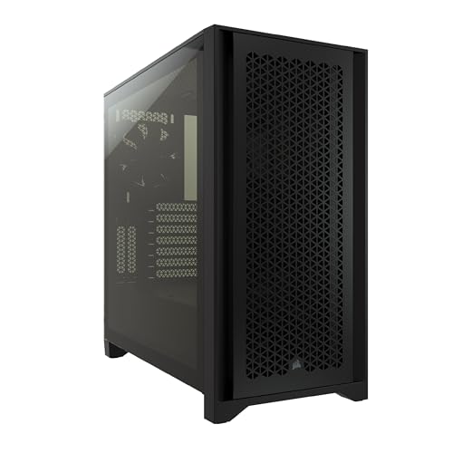 CORSAIR 4000D AIRFLOW Gehärtetes Glas Mid–Tower ATX–Gehäuse – Hohe Luftzirkulation – miditower management–System – Geräumiges Interieur – Zwei Mitgelieferte 120–mm–Lüfter – Schwarz von Corsair