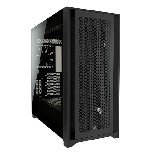 Corsair 5000D Airflow Mid-Tower-ATX-PC-Gehäuse mit Gehärtetem Glas (Frontverkleidung für Hohen Luftdurchsatz, RapidRoute-Kabelführungssystem, Zwei Enthaltene 120-mm-Lüfter) Schwarz von Corsair