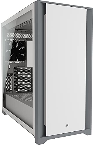 Corsair 5000D Mid-Tower-ATX-PC-Gehäuse mit Gehärtetem Glas (Frontverkleidung aus Robustem Stahl, RapidRoute-Kabelführungssystem, Zwei Enthaltene 120-mm-Lüfter, Anpassbaren Lüfterhalterungen) Weiß von Corsair