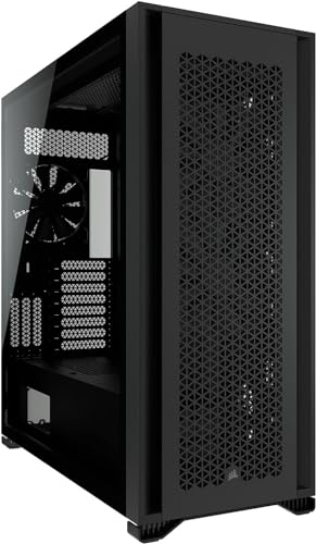 Corsair 7000D AIRFLOW Full-Tower-ATX-PC-Gehäuse (Frontverkleidung für Hohen Luftdurchsatz, Drei Inbegriffene 140-mm-LÜFTER mit PWM-Repeater, Einfache Kabelführung, Großen Innenraum) Schwarz von Corsair