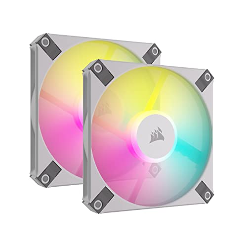 Corsair AF120 RGB Slim, 120-mm-PWM-Lüftersatz Mit Dynamischem Lager - Dünnes Profil Für Kleine Gehäuse - Bis zu 2000 U/min - 8 Adressierbare RGB-LEDs - Doppelpack Mit Lighting Node CORE - Weiß Corsair AF120 RGB Slim, 120-mm-PWM-Lüftersatz Mit Dynamischem Lager - Dünnes Profil Für Kleine Gehäuse - Bis zu 2000 U/min - 8 Adressierbare RGB-LEDs - Doppelpack Mit Lighting Node CORE - Weiß von Corsair