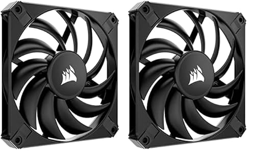 Corsair AF120 Slim, 120-mm-PWM-Lüfter mit Fluid Dynamic Bearing (Dünnes Profil für Gehäuse mit Kleinem Formfaktor, Geräuscharm, bis zu 2000 U/min, Zero RPM-Modus) Einzelpackung, Schwarz von Corsair