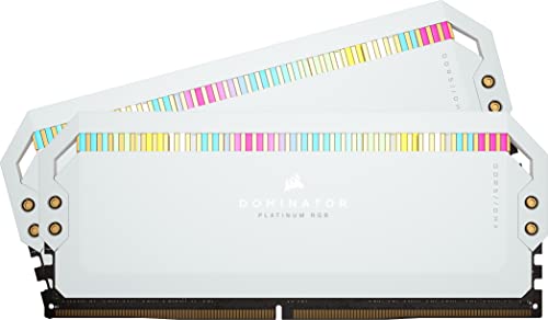 Corsair DOMINATOR PLATINUM RGB DDR5 RAM 32GB (2x16GB) 5200MHz CL40 Intel XMP iCUE Kompatibel Computer Speicher - Weiß (CMT32GX5M2B5200C40W) von Corsair