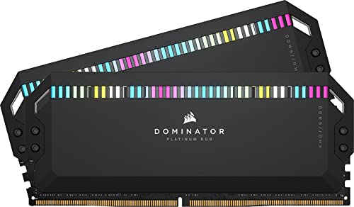 Corsair DOMINATOR PLATINUM RGB DDR5 RAM 64GB (2x32GB) 5600MHz CL40 Intel XMP iCUE Kompatibel Computer Speicher - Schwarz (CMT64GX5M2B5600C40) von Corsair