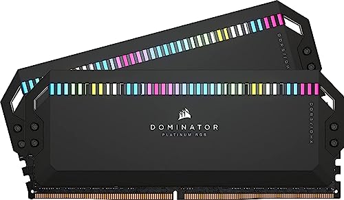 Corsair DOMINATOR PLATINUM RGB DDR5 RAM 64GB (2x32GB) 6000MHz CL30 Intel XMP iCUE Kompatibel Computer Speicher - Schwarz (CMT64GX5M2B6000C30) von Corsair