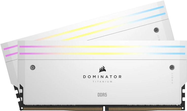 Corsair Dominator Titanium . Komponente für: PC, Speicherkapazität: 96 GB, Speicherlayout (Module x Größe): 2 x 48 GB, Interner Speichertyp: DDR5, Speichertaktfrequenz: 6600 MHz, Memory Formfaktor: 288-pin DIMM, CAS Latenz: 40 (CMP96GX5M2B6600C32W) von Corsair