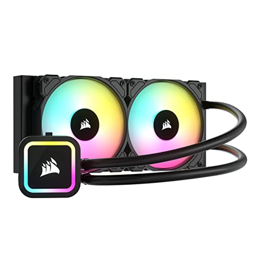 Corsair H100x RGB Elite CPU-Flüssigkeitskühler - 16 Dynamische RGB-LEDs - iCUE-Ready SP120 RGB Elite Series PWM-Lüfter - Sockel Intel LGA 1700, 1200, 115X, 2066, AMD AM5/AM4 - Schwarz von Corsair