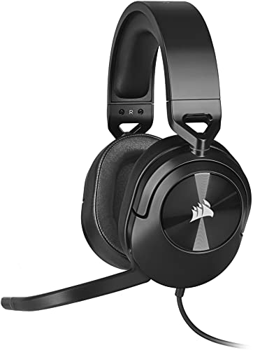 Corsair HS55 Surround Gaming-Headset (Kunstleder-Memory-Schaum-Ohrpolster, Dolby Audio 7.1 Surround-Sound, leicht, omnidirektionales Mikrofon, Multi-Plattform-Kompatibilität) Carbon (erneuert) von Corsair