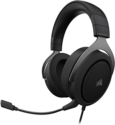 Corsair HS60 HAPTIC Stereo Gaming-Headset mit Haptischem Bass (Haptischem Bass durch Taction Technology, Ohrmuscheln aus Memory-Schaumstoff, Abgestimmten 50-mm-Neodym-Lautsprechertreiber) Carbon von Corsair