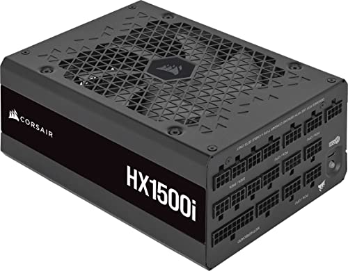 Corsair HX1500i Vollmodulares, Extrem Geräuscharmes ATX-Netzteil - ATX 3.0- Und PCIe 5.0-kompatibel iCUE Software-Kompatibel - 80 Plus Platinum-Effizienz - Schwarz von Corsair