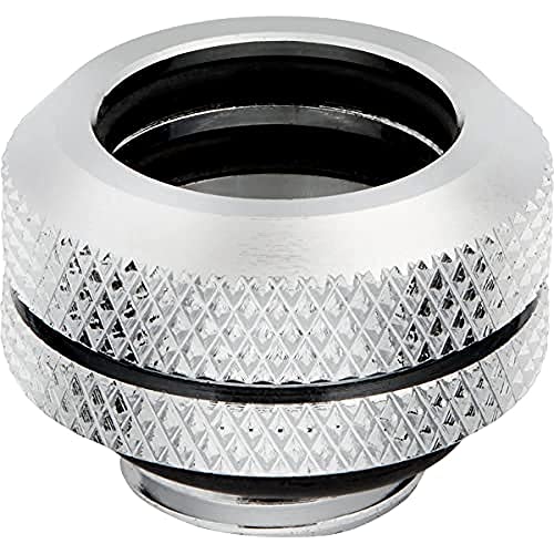 Corsair Hydro X Serie XF Hardline 14mm OD Fittings, Viererpack (G1/4 Zoll BSPP Anschlussgewinde, Solide Messing Beständigkeit, Doppel-O-Ring Design, Kompatibel Mit Zusätzlichen Hydro X Adaptern) Chrom von Corsair