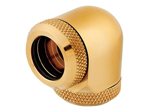 Corsair Hydro X Serie XF Hardline 90 Grad 14mm OD Fittings, Doppelpack (Massives Messing, Double O-Ring Hardline Compression Design, Einfache Rohrverschraubung Mit 12mm Durchmesser) Gold von Corsair