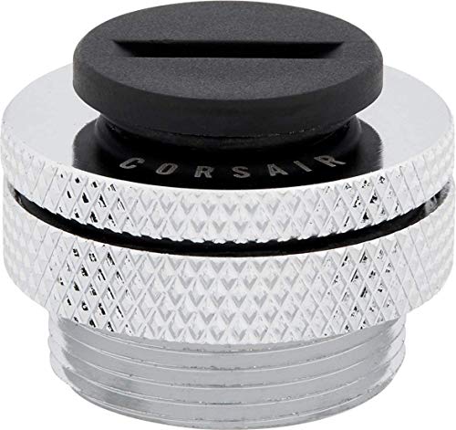 Corsair Hydro X Series, XF Einfüllöffnung (Standard-G1/4"-Gewinde (BSPP) Messing Gefertigt, Einfaches Einfüllen/Ablassen, Schließring mit Gewinde, Im Enthaltener G1/4"-Verschlussstopfen) Chrom von Corsair