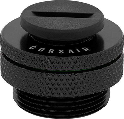 Corsair Hydro X Series, XF Einfüllöffnung (Standard-G1/4"-Gewinde (BSPP) Messing Gefertigt, Einfaches Einfüllen/Ablassen, Schließring mit Gewinde, Im Enthaltener G1/4"-Verschlussstopfen) Schwarz von Corsair