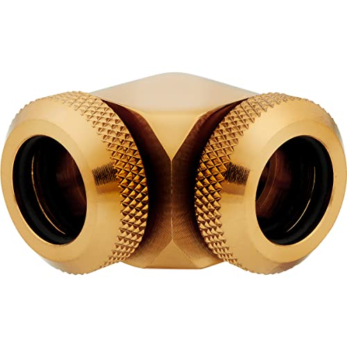 Corsair Hydro X Series XF Hardline 90 Degree 12mm OD Fittings, Twin Pack (Solid Brass Durability, Quality Finish, Double O-Ring Hardline Compression Design, Easy 12mm Diameter Tubing Fitting) Gold von Corsair