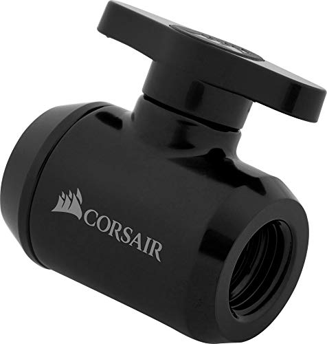 Corsair Hydro X Series XF Kugelventil (G1/4 Zoll BSPP Adaptergewinde, Messing Gefertigt Haltbarkeit, Zweistufige Dichtung, Hochwertige Beschichtung, Ausgelegt auf hohe Durchflussraten) schwarz von Corsair