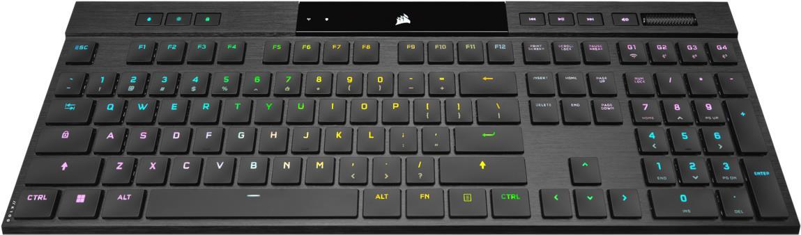 Corsair K100 RGB AIR Ultra-Thin Mechanical Gaming Keyboard DE Tastatur USB + RF Wireless + Bluetooth Deutsch Schwarz (CH-913A01U-DE) von Corsair