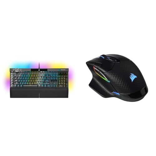 Corsair K100 RGB Optisch-Mechanische Gaming-Tastatur, Schwarz & Dark Core RGB PRO SE kabellose Gaming-Maus mit kabelloser Qi-Aufladefunktion, schwarz von Corsair