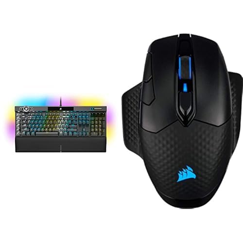 Corsair K100 RGB Optisch-Mechanische Gaming-Tastatur, Schwarz & Dark Core RGB PRO SE kabellose Gaming-Maus mit kabelloser Qi-Aufladefunktion, schwarz von Corsair