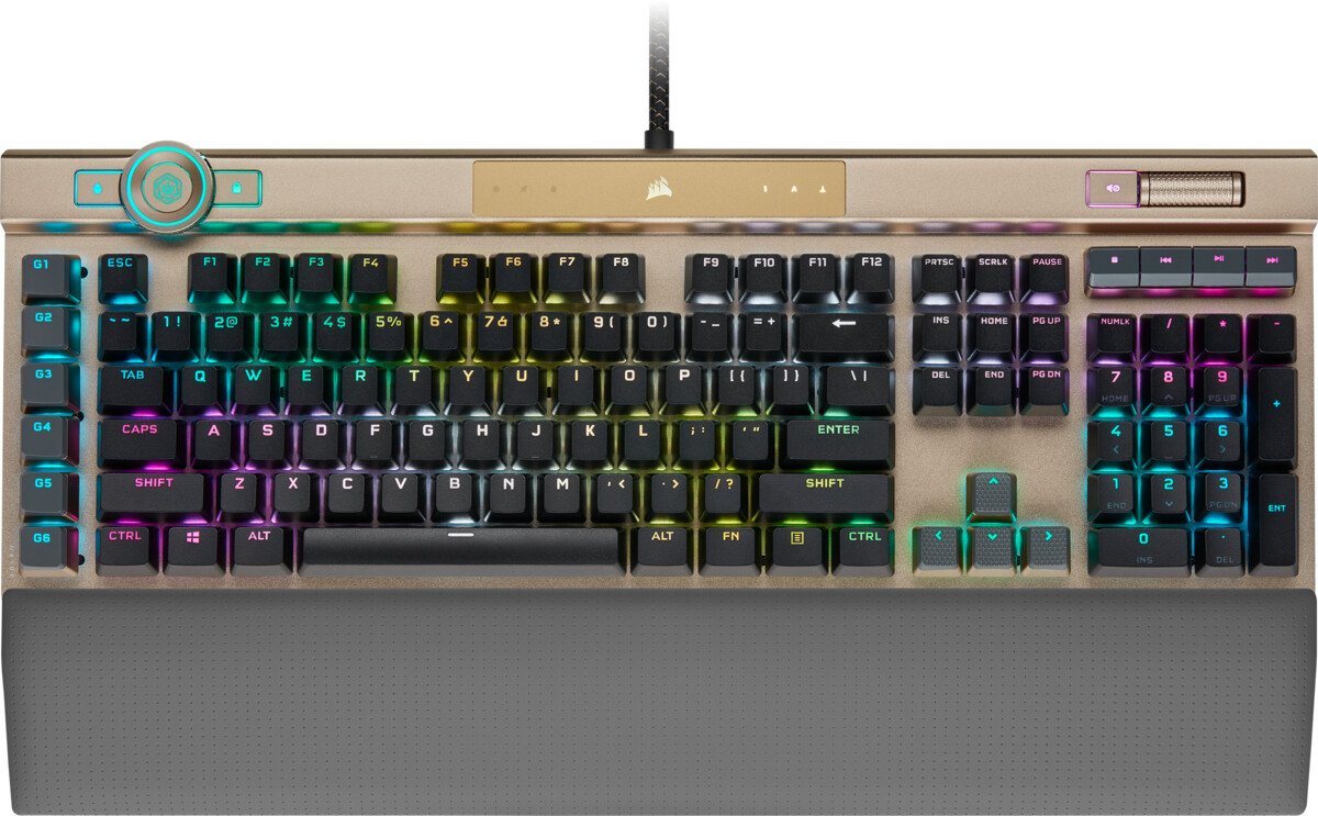 Corsair K100 RGB Optisch-mechanische Gaming-Tastatur gold/schwarz Gaming-Tastatur von Corsair