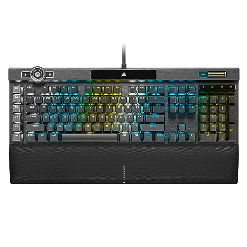 Corsair K100 optische mechanische RGB-Gaming-Tastatur OPX optische mechanische RGB-Tastenschalter - AXON HyperProcessing-Technologie für 4X schnelleren Durchsatz - Englische Tastatur von Corsair