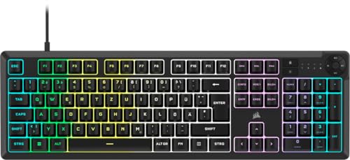 Corsair K55 CORE RGB Membran Kabelgebundene Gaming-Tastatur – Leise, Reaktionsschnelle Schalter – Spritzwasserschutz – Zehn-Zonen-RGB – Medientasten – iCUE-Kompatibel – QWERTZ DE – PC, Mac – Schwarz Corsair K55 CORE RGB Membran Kabelgebundene Gaming-Tastatur – Leise, Reaktionsschnelle Schalter – Spritzwasserschutz – Zehn-Zonen-RGB – Medientasten – iCUE-Kompatibel – QWERTZ DE – PC, Mac – Schwarz von Corsair