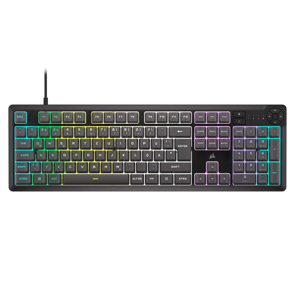 Corsair K55 Core RGB Gaming-Tastatur grau - Membran-Gaming-Tastatur mit 10-Zonen-RGB-Beleuchtung und 4 dedizierten Medientasten Corsair K55 Core RGB Gaming-Tastatur grau - Membran-Gaming-Tastatur mit 10-Zonen-RGB-Beleuchtung und 4 dedizierten Medientasten von Corsair