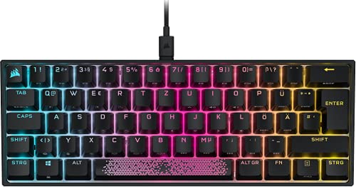Corsair K65 RGB MINI 60% Mechanische Gaming-Tastatur (Anpassbare RGB-Beleuchtung einzelner Tasten, CHERRY MX SPEED-Tasten, PBT-Double-Shot-Tastenkappen, AXON-Technologie) QWERTZ, Schwarz von Corsair