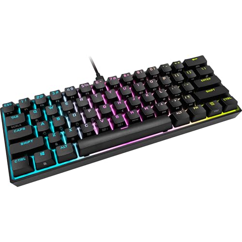 Corsair K65 RGB MINI 60% Mechanische Gaming-Tastatur (Anpassbare RGB-Beleuchtung einzelner Tasten, CHERRY MX SPEED-Tasten, PBT-Double-Shot-Tastenkappen, AXON-Technologie) QWERTZ, Schwarz von Corsair