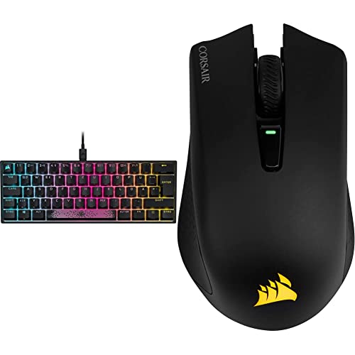 Corsair K65 RGB Mini 60% Mechanische Gaming-Tastatur, QWERTZ, Schwarz & Harpoon Kabellose RGB Wiederaufladbare Optisch Gaming-Maus (Slipstream Technologie, 10.000DPI Optisch Sensor, RGB LED) schwarz von Corsair