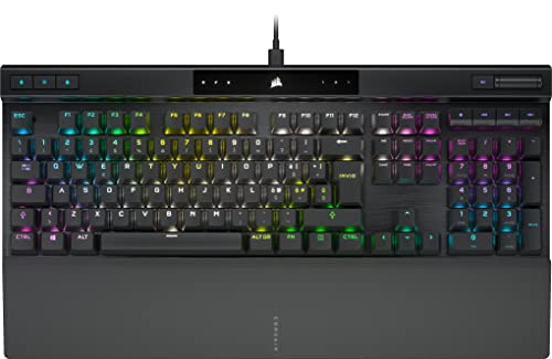 Corsair K70 PRO RGB Gaming Tastatur Opto-Meccanic - Linear Switch OPX, Keycap aus Polycarbonat, Hyperpolling bei 8.000 Hz, weiche magnetische Handstütze, IT-Layout, QWERTY - Schwarz von Corsair