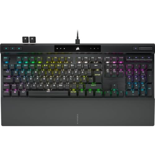 Corsair K70 RGB PRO Kabelgebundene Mechanische Gaming-Tastatur, Cherry MX RGB Red, 8000 Hz Hyperpolling, PBT Double-Shot PRO-Tasten, Weiche Handgelenkauflage, QWERTY, ND - Schwarz von Corsair