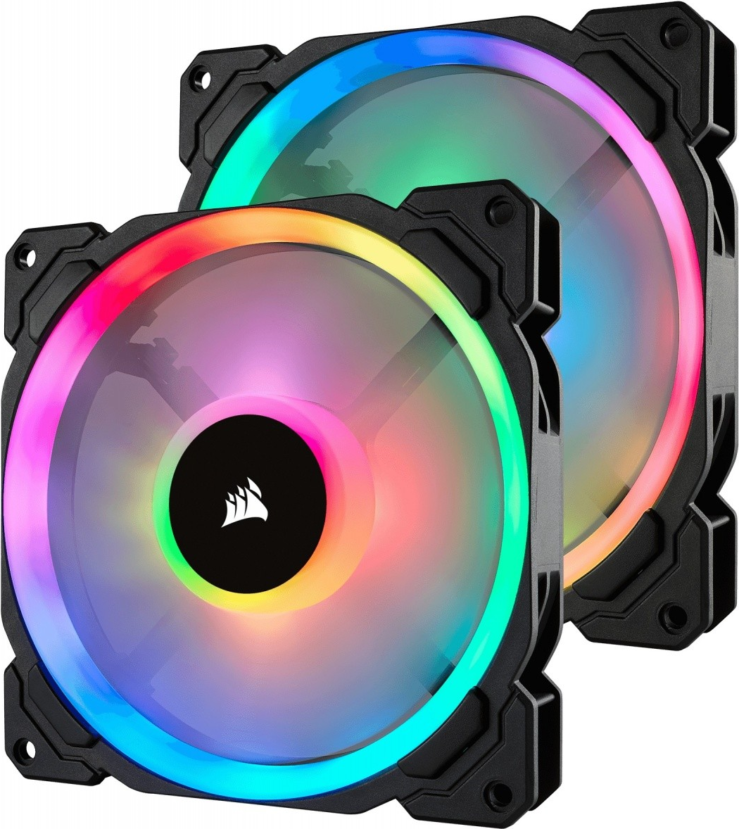 Corsair LL Series LL140 RGB Dual Light Loop - Gehäuselüfter - 140 mm - weiß, Blau, Gelb, Rot, grün, orange, violett (Packung mit 2) von Corsair